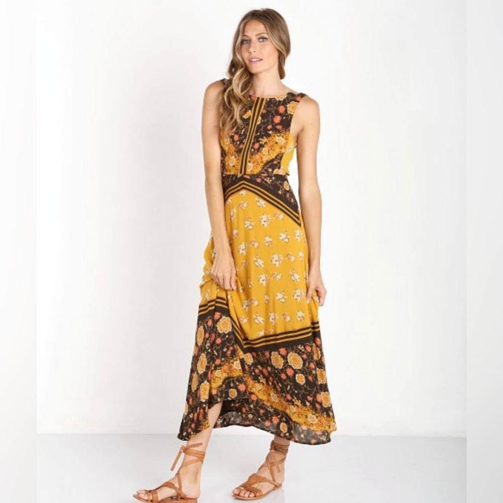 Free People Sunrise Oblivion Maxi Dress Boho Floral 60s Inspired Size 10 NWOT